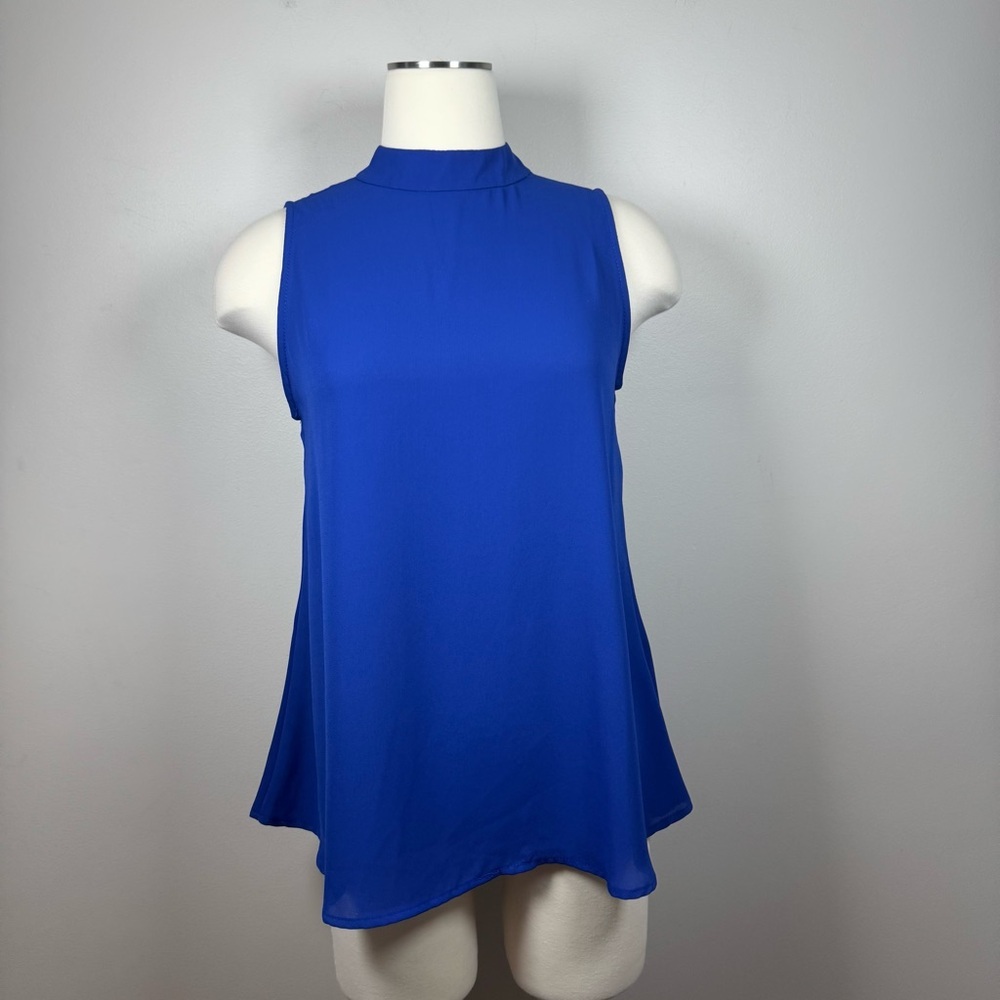 4/25 Lipslide Elegant Royal Blue Sleeveless Blouse Small